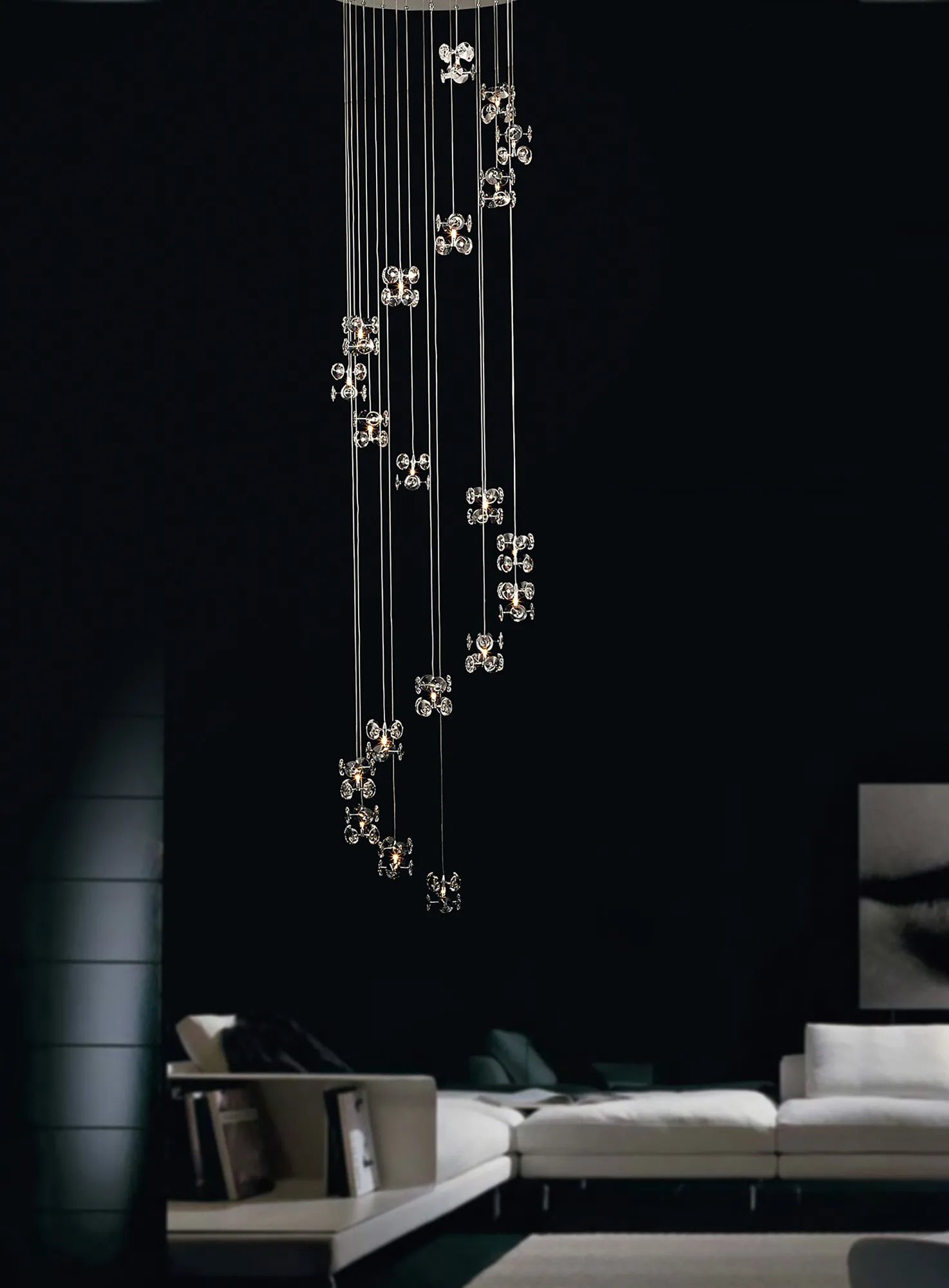 Nico Crystal Ceiling Lights Diyas Multiple Crystal Pendants